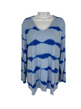 Logo By Lori Goldstein Tie-Dye Long Sleeve V-Neck Top Size XL